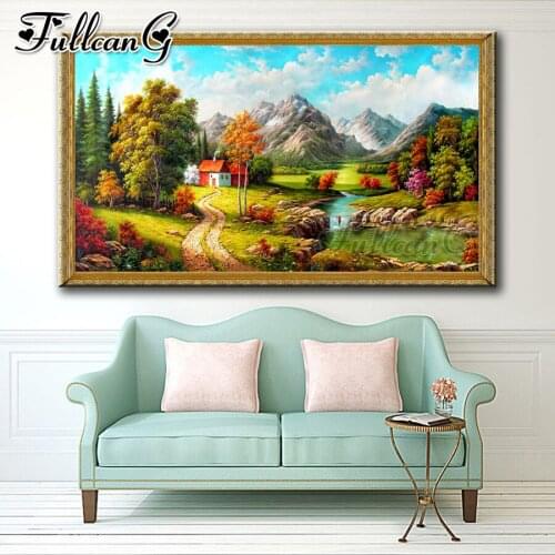 FULLCANG Park landscape mountain large diamond painting 5d diy full square round drill mosaic embroidery sale decoration FC2790