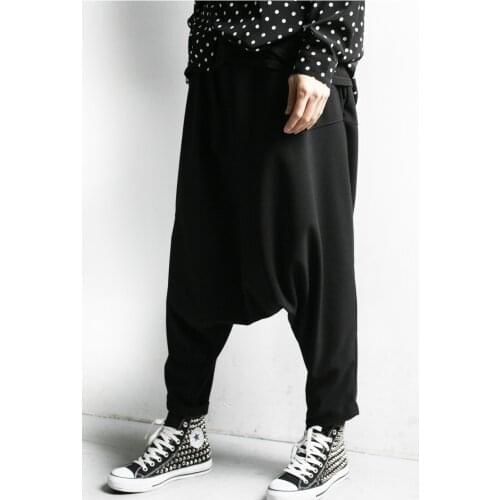 Show mens pants new trend hip hop casual loose pants baggy pants low crotch pants big size trendy men