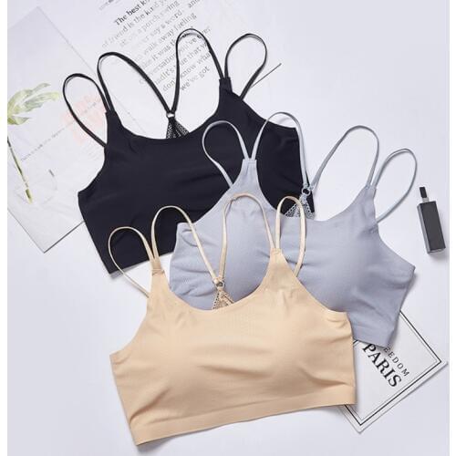 Y-Strap Backless Bra Women Grey Skin Black Bralette Plus Size Underwear Padded Brassiere Seamless Wireless Lingerie