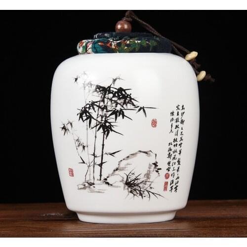 Tea Canister Matte White Ceramic Tea Caddy Coffee Jar Household Nut Sealed Storage Tank Portable Small Tea Box