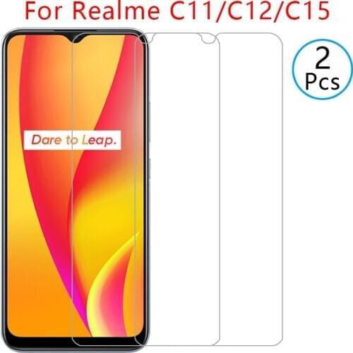 Case on realme c15 c12 c11 cover screen protector tempered glass for oppo realmi c 15 12 11 15c 12c 11c protective phone coque