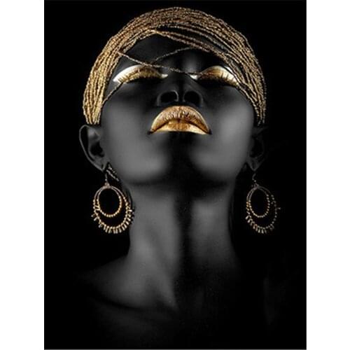 Black And Gold Woman DIY Cross Stitch 11CT Embroidery Kits Needlework Craft Set Printed Canvas Cotton Thread Home Sell