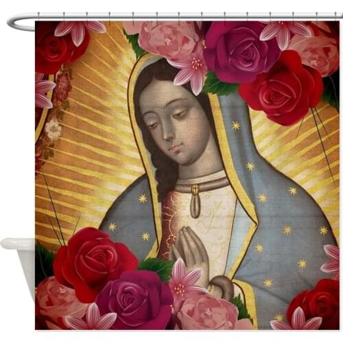Virgin of Guadalupe with Roses Decorative Fabric Shower Curtain