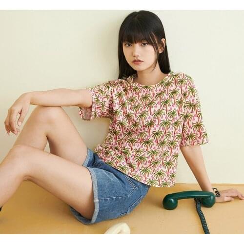 INMAN Vocation Beach Style T-Shirt Korean Fashion Kowaii Girl Lady Clothing Summer Causal Unique Pattern Print Women Tee Tops