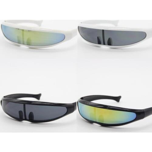 Futuristic Narrow Color Mirrored Lens Visor Sunglasses Outdoor Sports Bicycle Glasses Men Women Bike Sunglasses Goggles