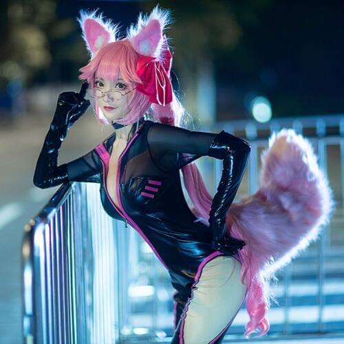 Fate Grand Order Tamamo No Mae Cosplay Costume Black Jumpsuit Tamamo Secratery Costumes Uniform Anime Clothes Outfits Costume