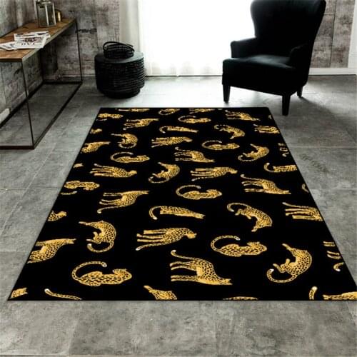 Leopard Black Carpet Living Room Fashion Decoration Bedroom Home Floor Mat Corridor Carpet Bedside Mat Boy Room Carpet
