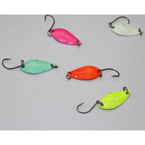 Hot selling 50pcs/lot 2.5g trout lure pike lure metal hard bait tackle pesca artificial fishing lure swimbait single hook