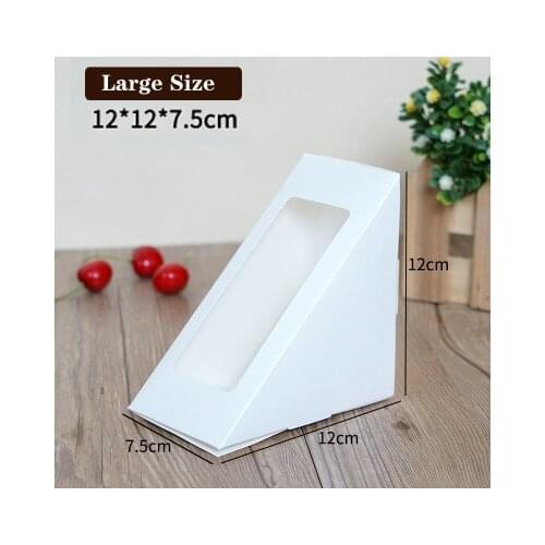 Small / medium / large White paper triangle Sandwich Boxes Window Cheese Sandwich packing box 200piece\lot