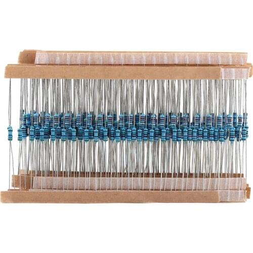 Metal Film Resistors Kit 1 ohm-10M ohm 1/4W 64 Values 1280PCS Resistors Assortment Kit Assorted Set Low Noise