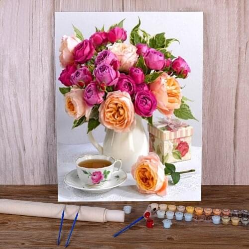 Flower For DIY Painting By Numbers Kit Oil Paints 40*50 Oil Painting Home Decor For Wholesale