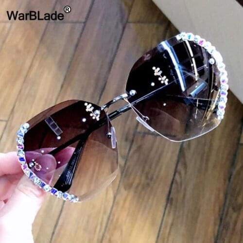 WarBLade 2020 Luxury Brand Designer Lady Sunglasses Women Vintage Rimless Gradient Sun Glasses For Female UV400 Oculos De Sol
