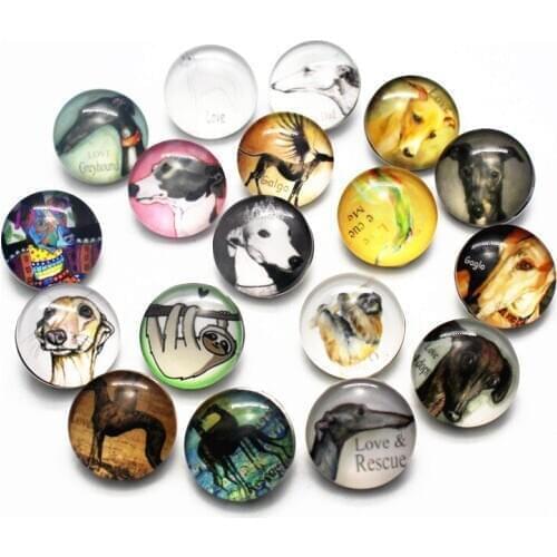 New arrive 12pcs/lot glass animal 18mm snap buttons dog leather clasp snap button bracelet snap Bangles jewelry