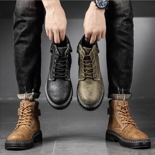 Autumn and winter new high-top Martin boots mens classic retro tooling boots outdoor walking jogging shoes fashion casual shoes