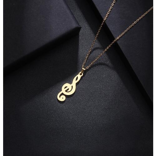 DOTIFI Stainless Steel Necklace For Women Man Lovers Music Gold And Silver Color Pendant Necklace Engagement Jewelry