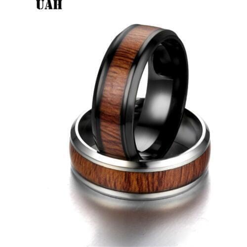 UAH Wood Grain Polishing Men Rings Middle 100% Tungsten Carbide Wedding Bands Multi-size Anillos para hombres Pierscienie