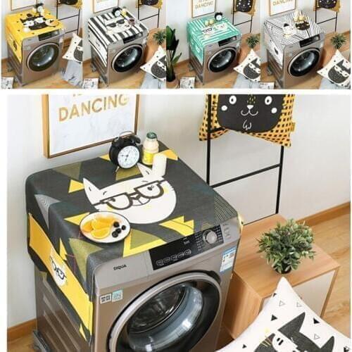Waterproof Geometric Cotton Linen Dust Covers Washing Machine Covers Refrigerator organizer Fridge Dust Cover Home Decor Lavador