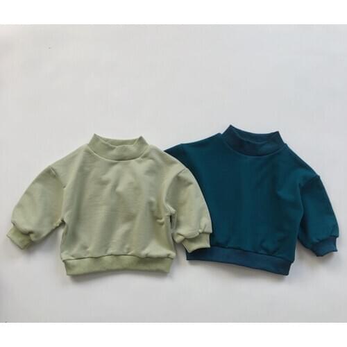 Autumn Winter Baby Boys Girls T-shirt Turtle-neck Childrens Baby Boys Girls Pure Color Long Sleeve Thicken Pullover Tops