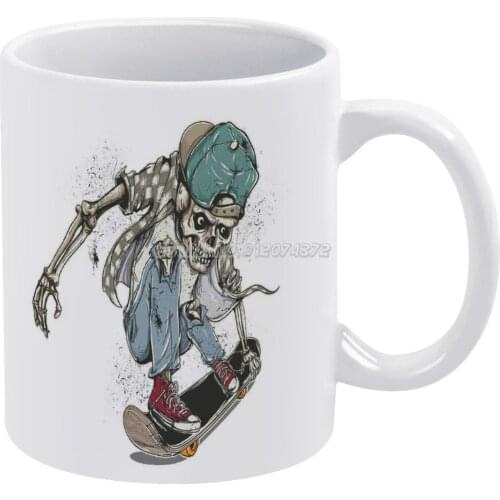 Skateboard Skeleton Coffee Mugs Friends Mugs Travel Beer Porcelain Tea Kitchen Cup Friends Gift Skates Skateboard Skeleton Bones