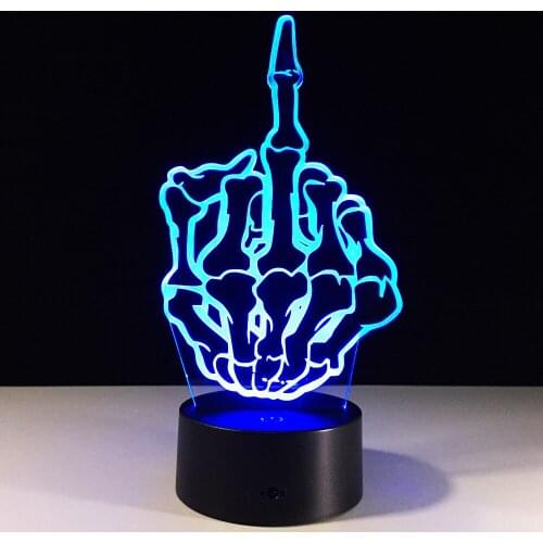 Middle finger Gesture 3D Holograma light Colorful remote control touch LED light Creative product desk Lamp night light Lamka