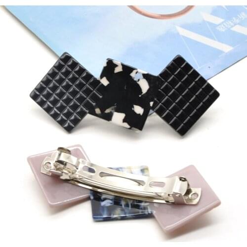 Stylish Trendy Acetate Acrylic Women Hairgrip Colorful Black Hair Pin Jewelry