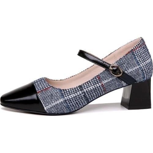 Square Toe Thick-Heeled Shoes, Flat Buckle Solid Color Shoes For Women, WomenS Waterproof Platform Shoes