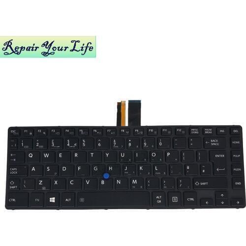 UK KR keyboard for Toshiba Satellite Pro A40-C A40-C-18R A40-D1432 English Korean black with frame Pointing backlight original