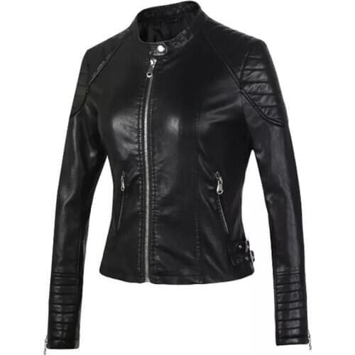 Occident Womens Faux Leather Bomber Jacket Outwear Motorcycle Slim Biker Autumn Coat