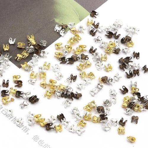 100Pcs 2.5x4mm Jewelry Finding Silver Gold Plated End Crimps Beads Ball Chain Connector Clasp DIY Jewelry Making
