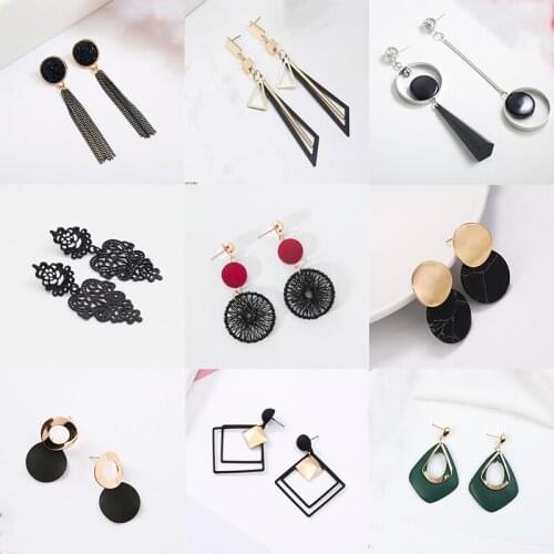 New Korean Statement Earrings For women Black Cute Arcylic Geometric Dangle Drop Gold Earings Brincos 2021 Fashion Jewelry