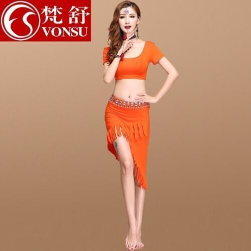 4Pcs Lady Belly Dress Suit Top and Skirt Female New Belly Dance Costumes Sumba Dancing Exercises Suit Tassels Dancing Wear D06