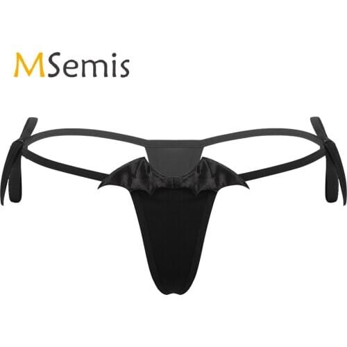 Womens Bikini Underwear Cute Angel Devil Wings Bikini G-string Thongs Lace-up T-back Panties Lingerie Role Play Underpants