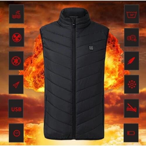 New 9 Places Heated Vest Men Women Usb Heated Jacket Heating Vest Thermal Clothing Hunting Vest Winter Heating Jacket BlackS-4XL