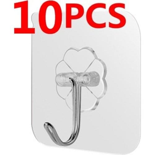 10Pcs Hooks Transparent Strong Self Adhesive Door Wall Hangers Hooks Suction Heavy Load Rack Cup Sucker for Kitchen Bathroom