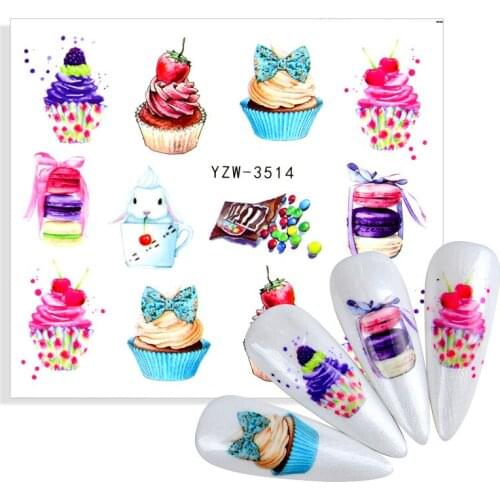 2021 Newest Water Transfer Nail Sticker Decals Fruit Cream Cake Lips Beauty Decoration Designs DIY Color Tattoo Tip