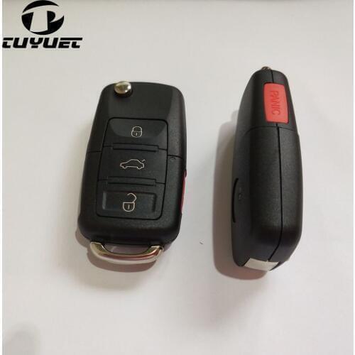 3+1 Butttons Folding Flip Remote Key Shell For Volkswagen Blanks Case