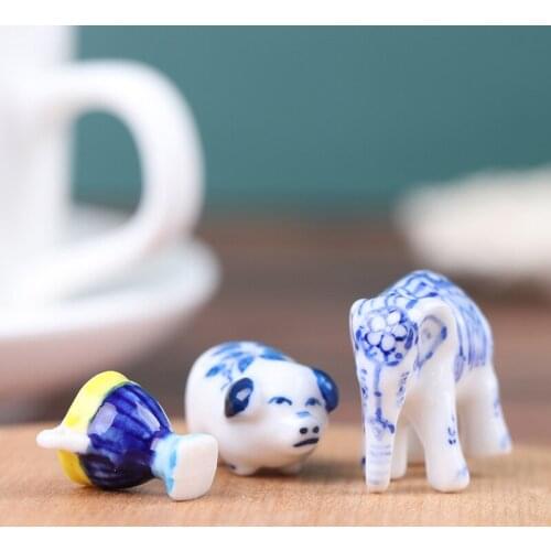 3pcs 1/12 Scale Dollhouse Miniature Accessories Mini Porcelain Wine Cup Piggy Elephant Model Toys