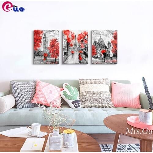 3 Pcs Black And White Scenery Romantic Couple 5d Diamond Painting Home Decor Kits Full Square/Round Diamond Embroidery Triptych