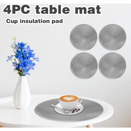 4pcs Table Mat 38cm Tableware Placemat Non-slip Insulated Mat Round Woven Placemat Посуда Household Kitchen Tools Accessories