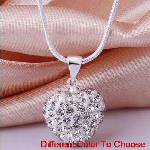 Ab caly disco mixed rhinestone fashion multicolor heart Silver Plated snake chain crystal Necklace