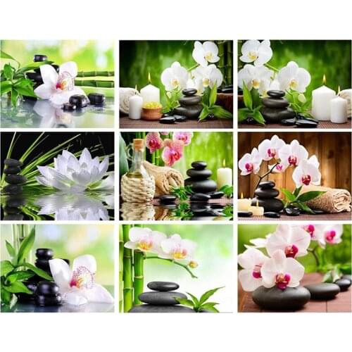 New 5D DIY Diamond Embroidery Orchid Stone Full Square Rhinestone Mosaic Painting Cross Stitch Flowers Diamond Art Kit Gift