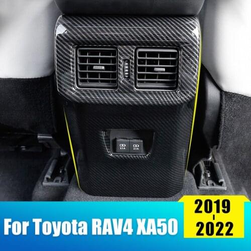 Car Rear Air Conditioning Vent Outlet Protective Trim Cover Sticker For Toyota RAV4 2019 2020 2021 RAV 4 XA50 ABS Accessories