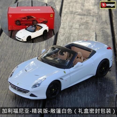 Bburago 1:18 California white car alloy car model simulation car decoration collection gift toy Die casting model boy toy
