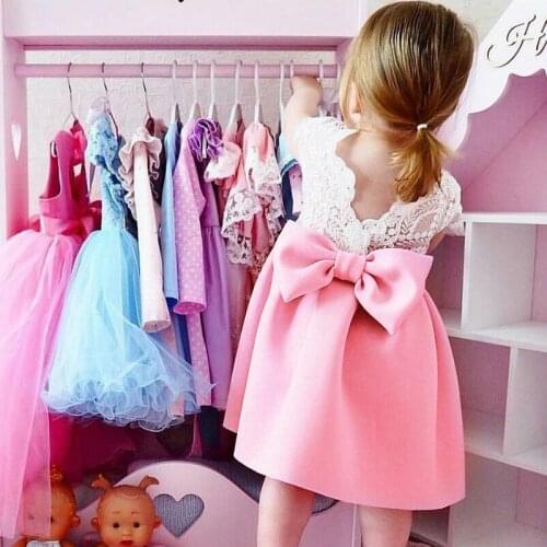 Girls Dress Baby Little Flying Sleeves Lace Bow Halter Princess Dress Toddler Girl Clothes Princess Dress For Girls