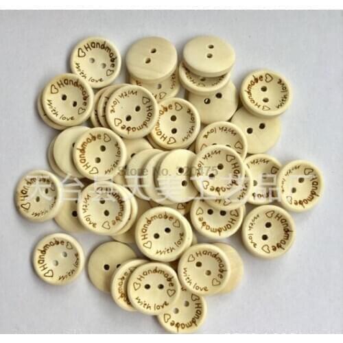 DHL 100bag 100Pcs/Bag 15mm/20mm/25mm 2 Holes Wooden Buttons Handmade Letter Love Scrapbooking For Wedding Decoration