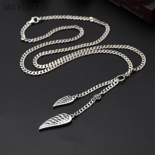 3.5mm Thick Necklace Long Chain 100% 925 Sterling Silver Men Wing Skull Best Friend Necklace Pendant Jewelry 2019 language love