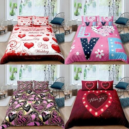 Home Textiles Luxury 3D Heart Duvet Cover Set and Pillowcase Kids Bedding Set AU/EU/UK/US Queen and King Size Bedding