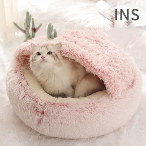 Cat House Coussin Chien Fournitures De Chien Hondenmand Donut Plush Pet Bed Puppy Love Winter Warm Fluffy Sleeping Basket