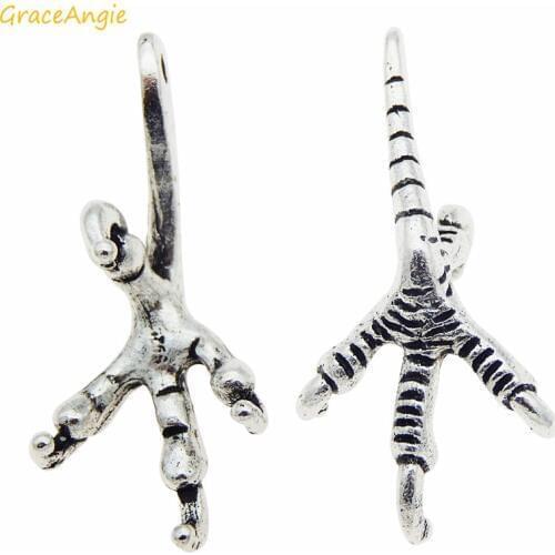 GraceAngie 10pcs Antique Zinc Alloy Eagle Chicken Claw Style Charm Bracelet Necklace Pendant Handmade Jewelry Findings