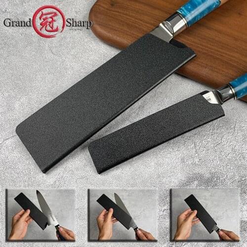 Grandsharp 8-Piece Knife Edge Guard Set Black Universal ABS Plastic Sheath Non-Toxic BPA-Free Felt Lining Chef Kitchen Tools